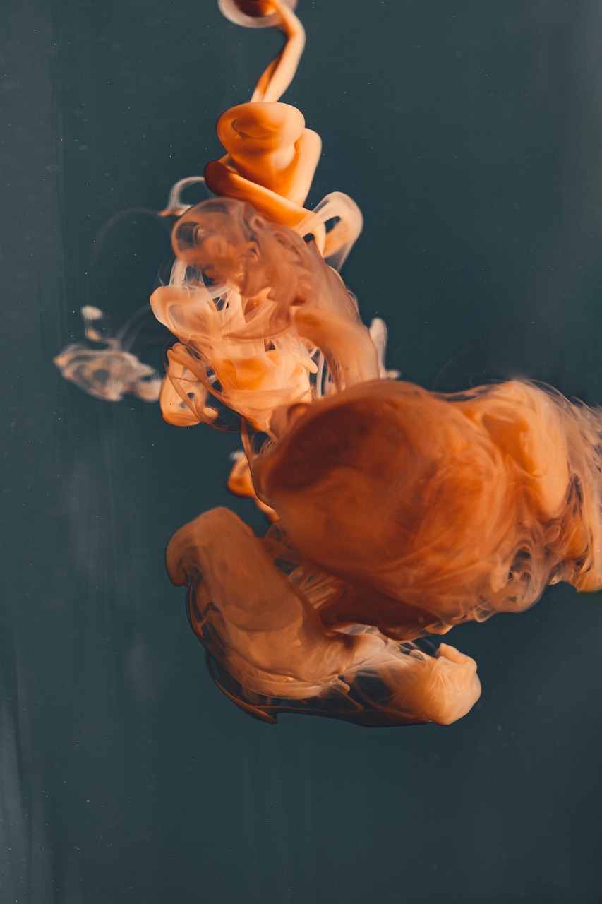 color, water, nature, orange, smoke, paint, paint in water, color cloud